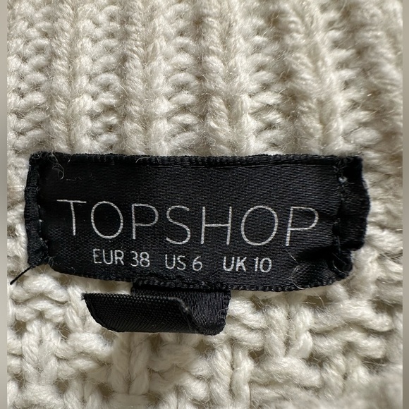 Topshop White Cableknit Sweater w/ Heather Grey Fleece Sweatshirt Raglan Sleeves - Picture 2 of 2